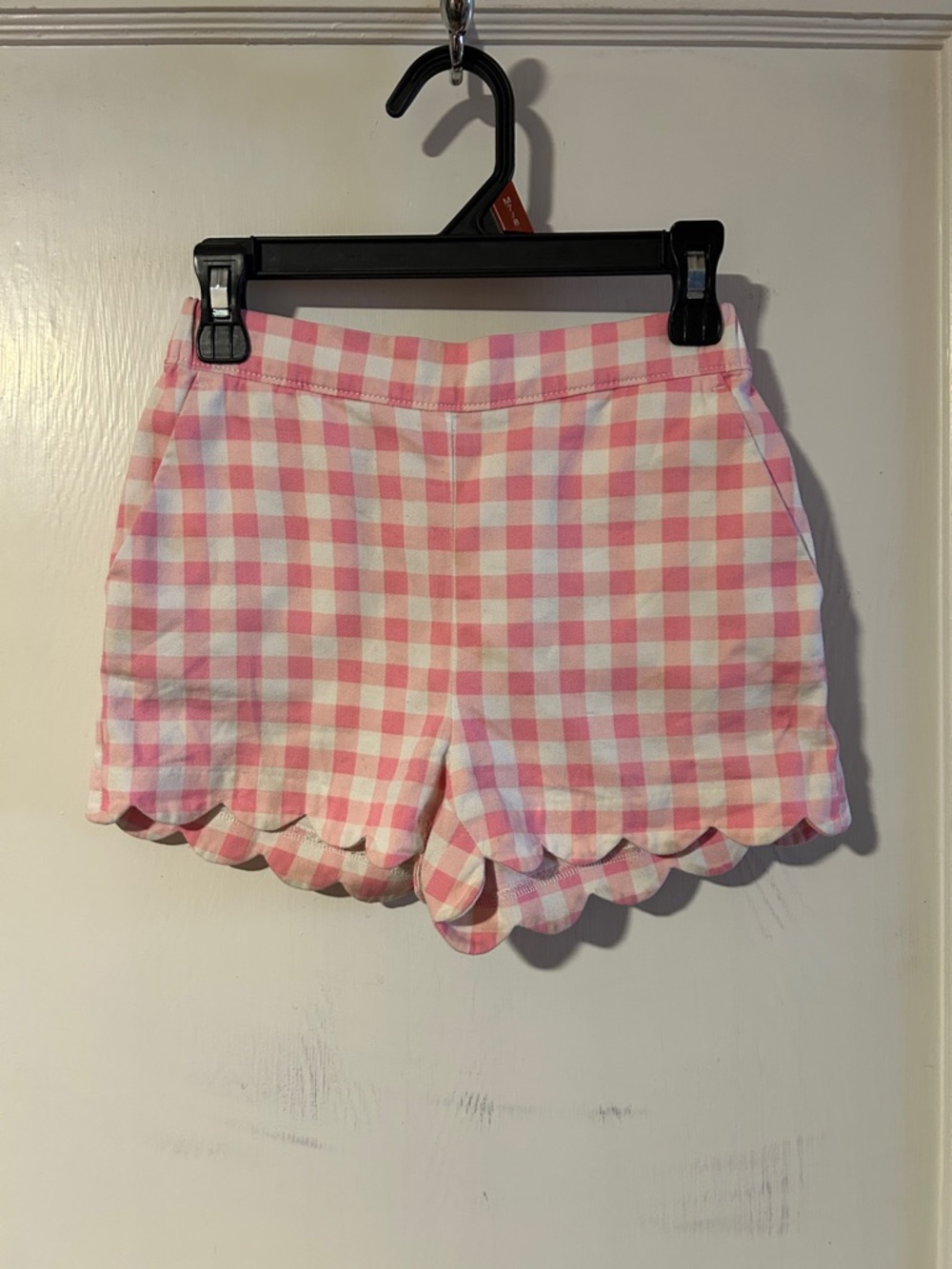 Crewcuts Pink Gingham Scallop-Hem High Waist Shorts